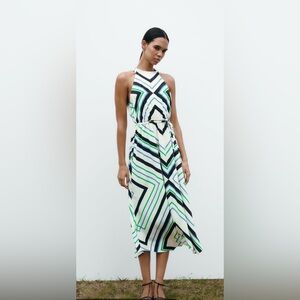 Zara Multicolour Geometric Print Midi Dress